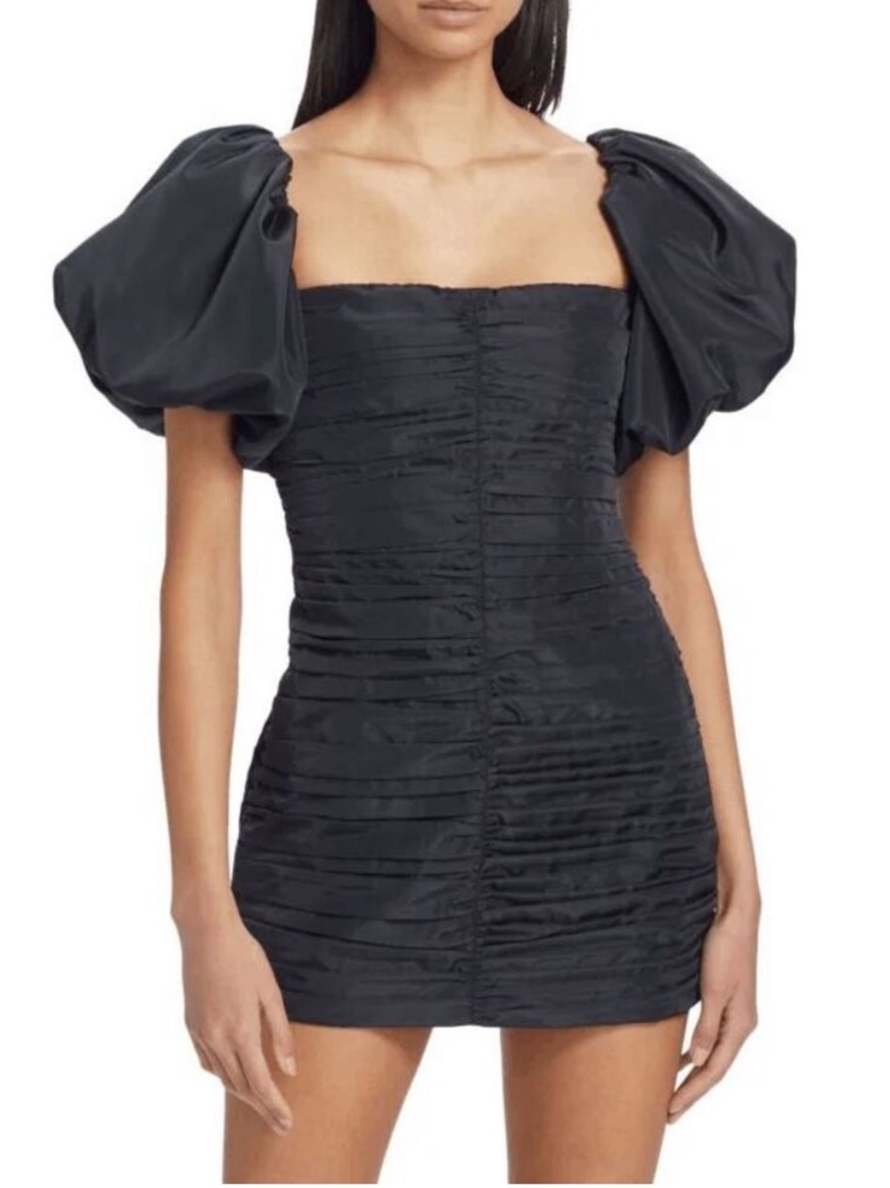 Rhode Suzette Ruched Puff-Sleeve Minidress